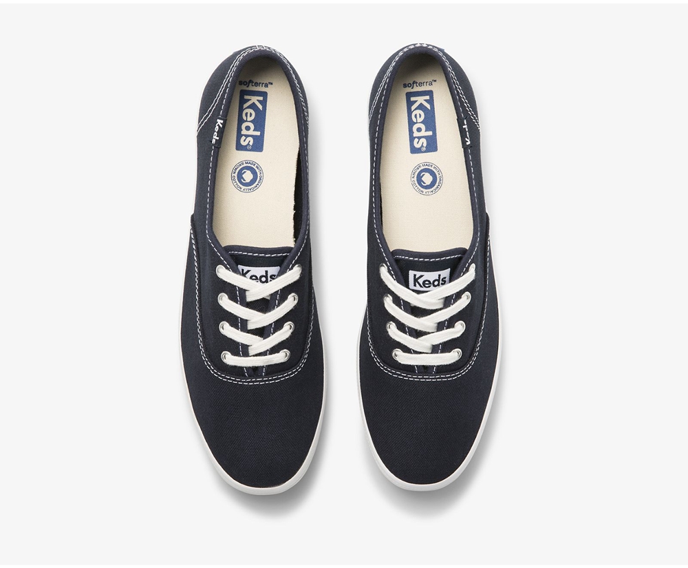 Keds Sneaker Damen Navy - Champion Organic Cotton Segeltuch - RWX-619834